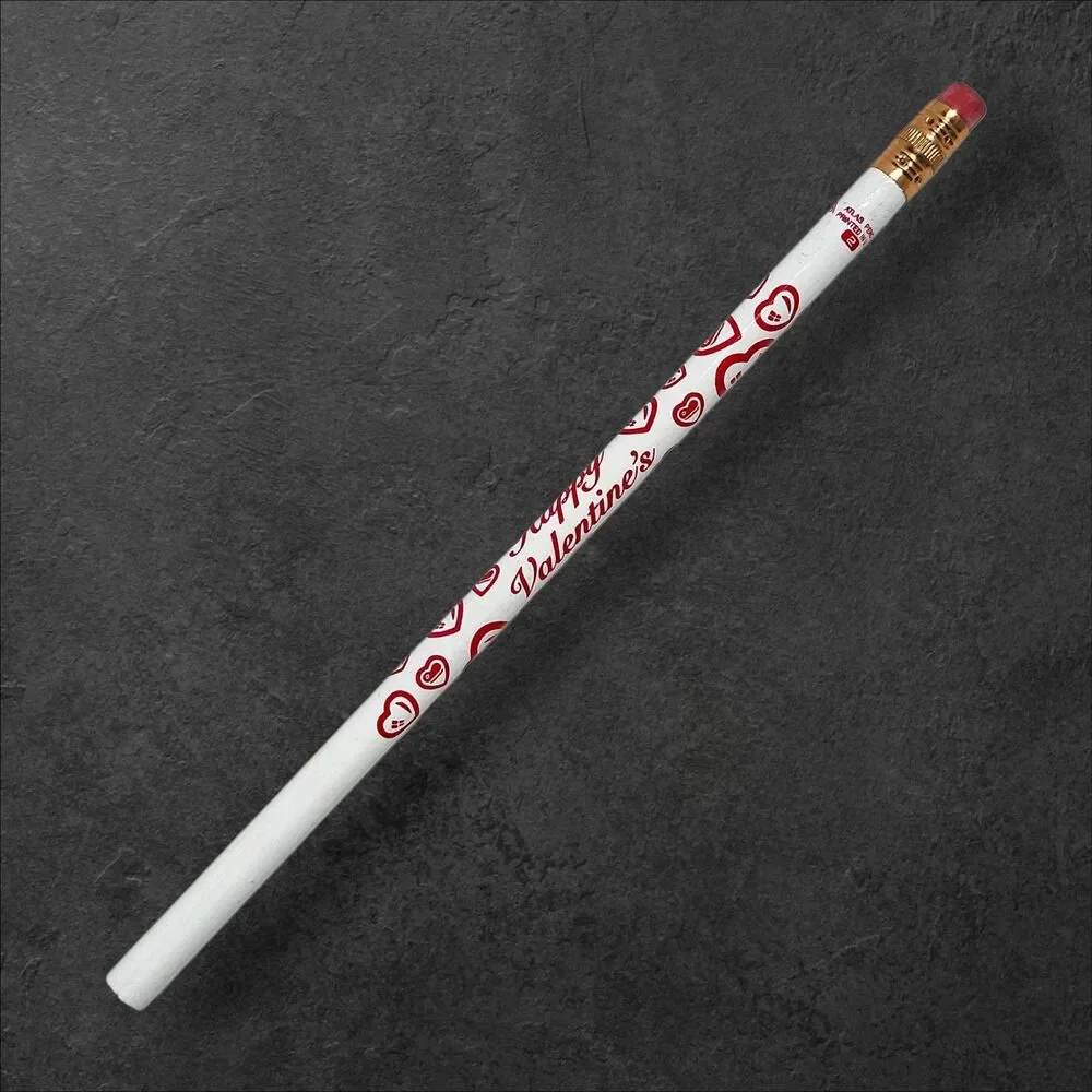 Vintage Valentine’s Day Pencils Lot of 10 Unsharpened Atlas #2 USA Hearts Red